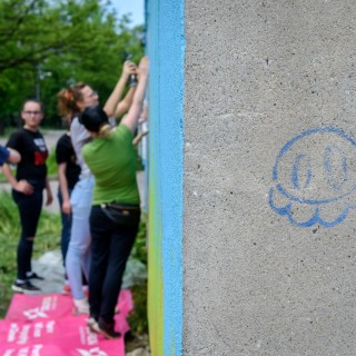 Mościce malują mural - warsztaty - Fot : Przemysław Sroka